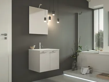 QUB02 - Single wooden vanity unit with integrated washbasin by Gruppo Geromin - view 2